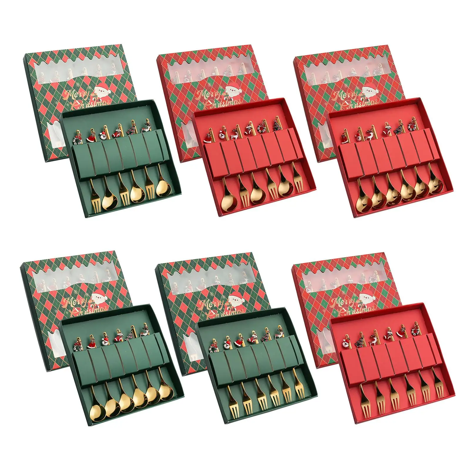 6 шт. Рождественская ложка-вилка десертная вилка ложка для чайного торта