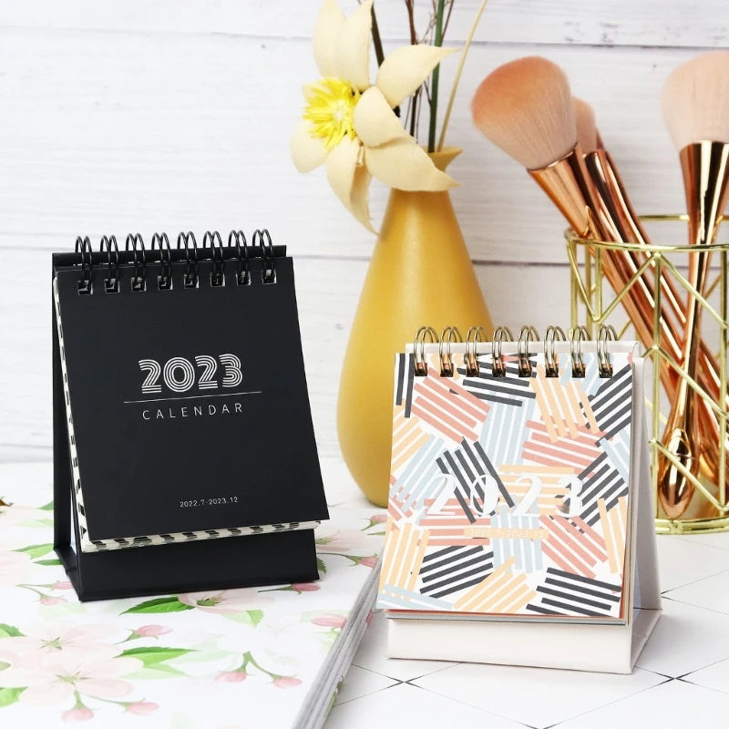 

Mini Desk Calendar Decoration July 2022 to Dec 2023 Desktop Calendar Monthly Desktop Calendar Twin-Wire Binding Calendar F19E