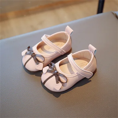 Весенне-осенняя кожаная обувь для девочек QYPZD бренд бежевого/розового цвета с