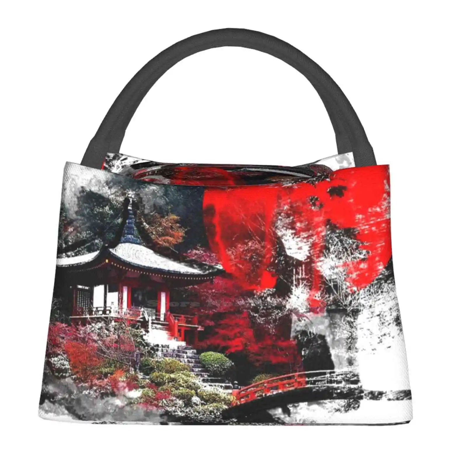 

Теплоизолированная Термосумка с абстрактным Киотским рисунком для офисных работников, студентов, японский, Киотский, Токийский храм, оригами, карате