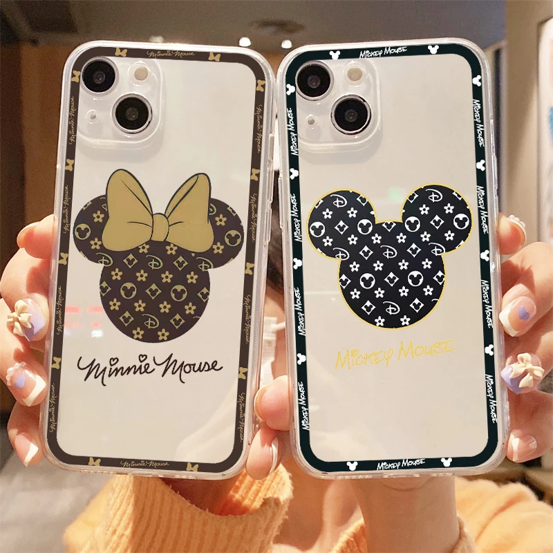 

New DISNEY Mickey Clear Phone Case For iPhone 14 11 13 12 Pro 12 13 Mini X XR XS Max SE 6 6s 7 8 Plus Silicone Cover Funda Soft