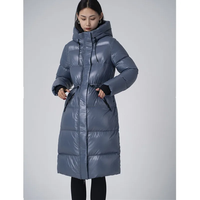 Thickened Goose Down Jacket Women's Autumn And Winter Hooded Warm Long Coat Super Windproof And Waterproof Goose Down Long Coat