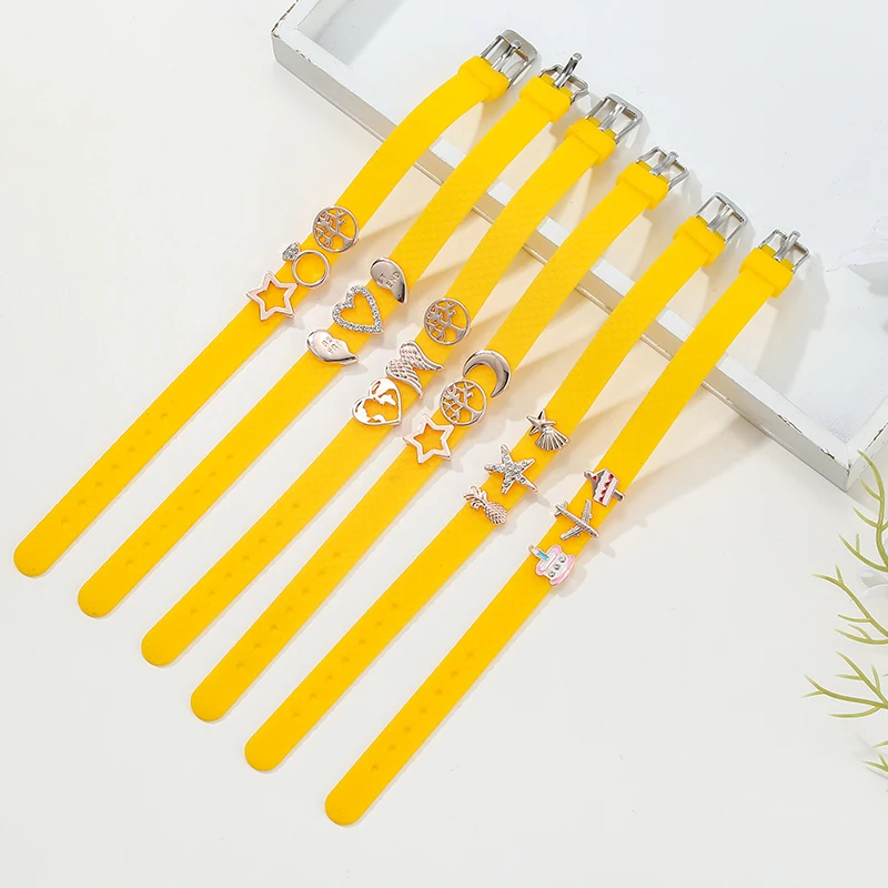 Желтый силиконовый простой сетчатый Браслет с бусинами Love MOM 10 мм браслеты