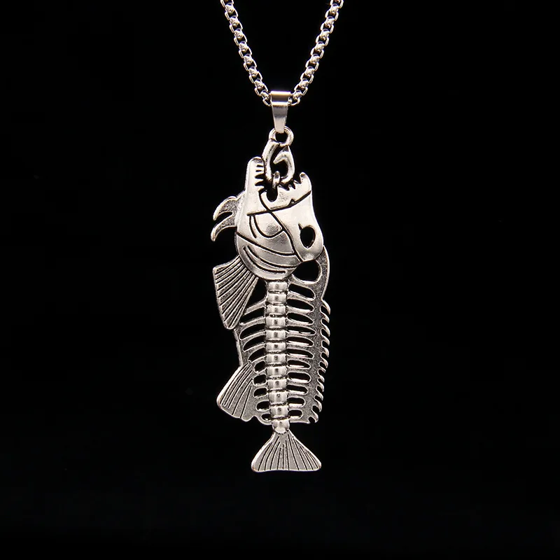 

New fashion creative do old fishbone necklace men's and women's personality punk every year have fish pendant clavicle chain jew