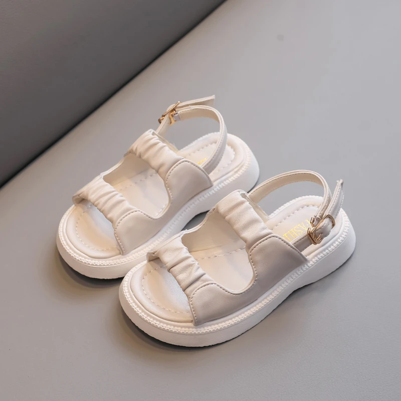 

Summer Children's New Open Ankle Leisure Sports Beach Shoes Girls' Solid Color Versatile Soft Sole Princess Shoes