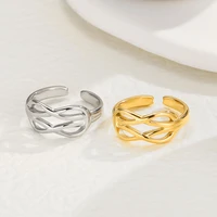 gd minimalist 18k gold color opening rings geometric stainless steel rings for women jewelry gift