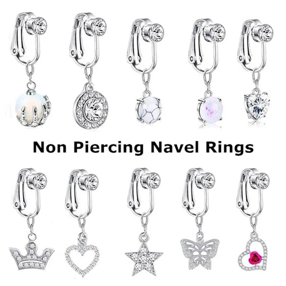 

Piercing Clip On Earrings Cartilage Clip Belly Button Ring Faux Belly Piercing Fake Belly Ring Body Jewelry Navel Rings