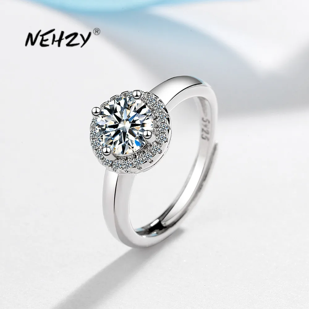 

NEHZY, новое женское модное ювелирное изделие с серебряным покрытием, высококачественное фианитовое круглое простое регулируемое кольцо с че...