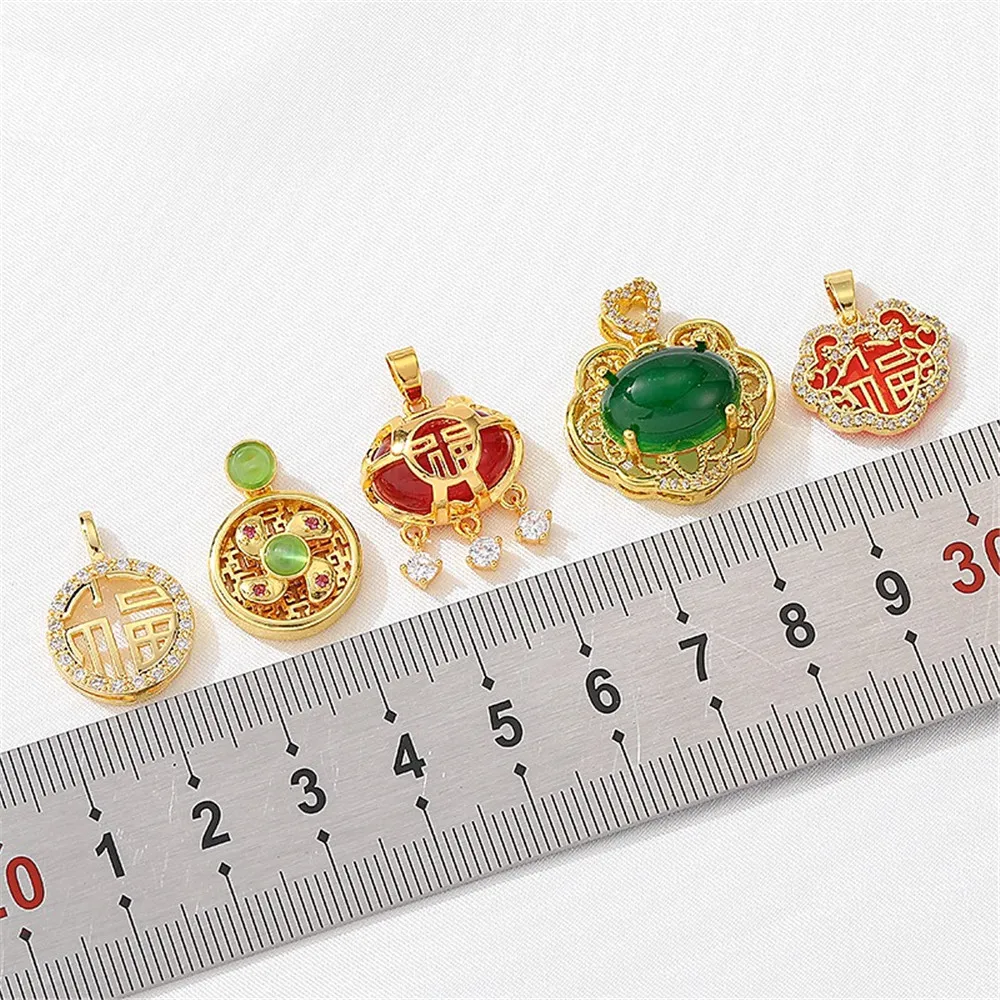 Позолоченный кулон в форме фузи из циркона 14 к фирменный ручной работы сделай сам