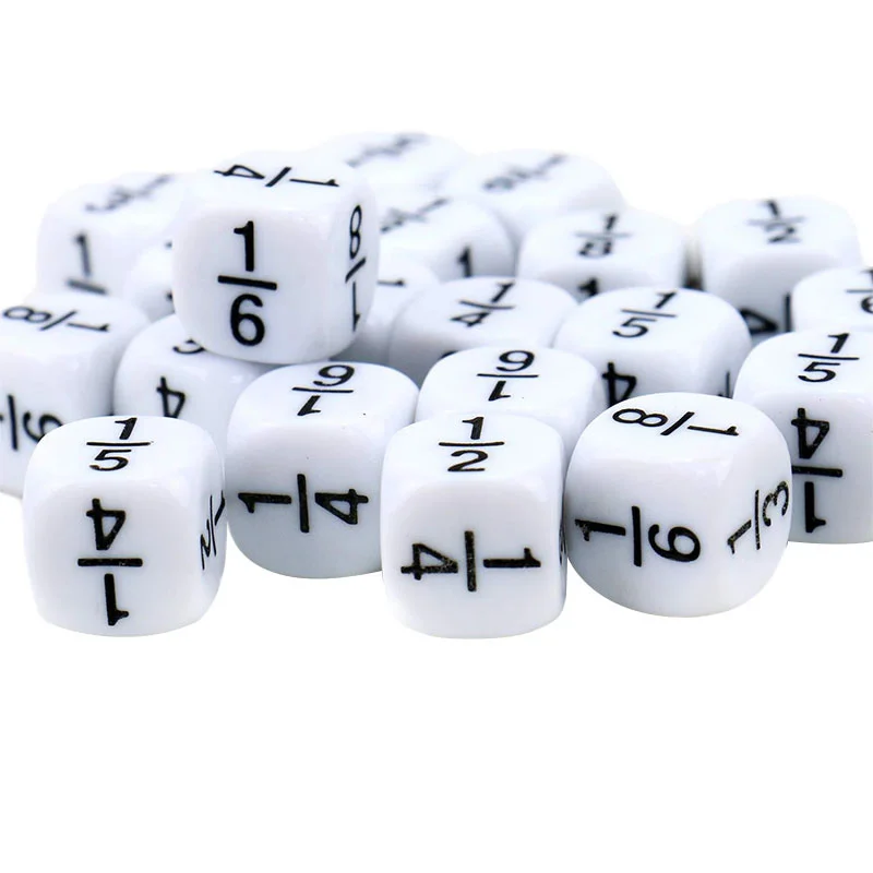

10 Pcs/set Fraction Dice White 16*16mm Fractional Number Dices Montessori Educational Kids Math Toys for Children Games Toys