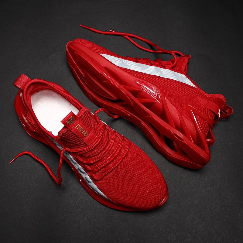 Super Cushioning Blade Men Running Shoes Breathable Mesh Sneakers Men Sport Shoes TPR Sole Tenis Masculino For Walking