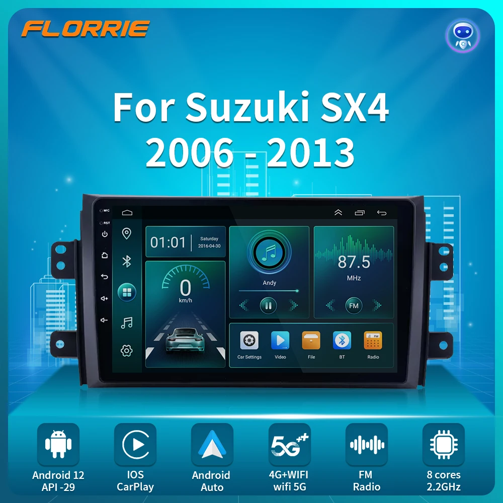 

Android Auto Radio For Suzuki SX4 2006-2013 For Fiat Sedici 2005-2014 Carplay 4G Car Multimedia GPS 2din autoradio 8G+128GB DVD