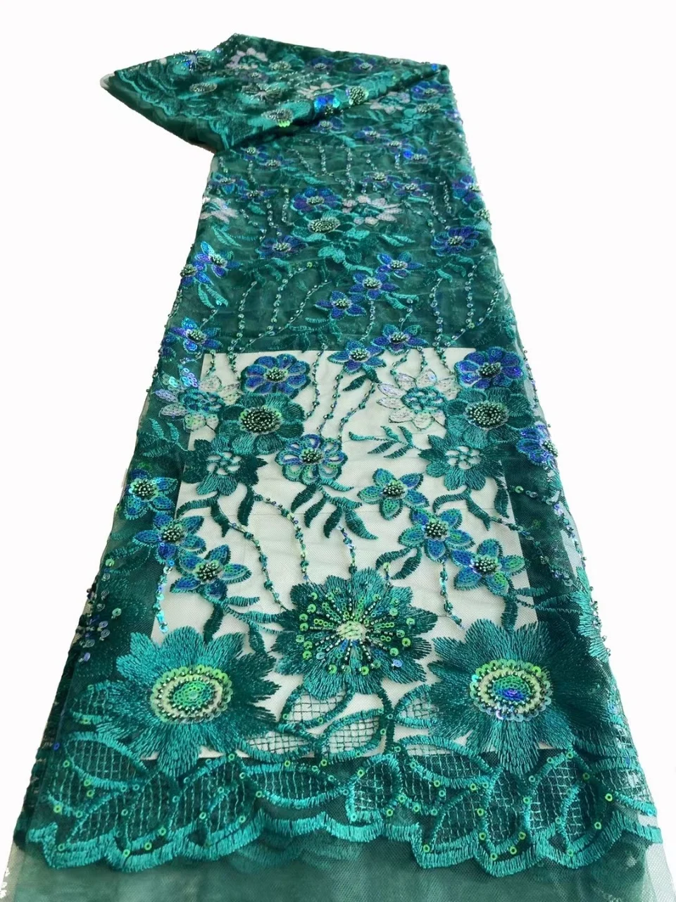 Новинка 2022 кружевная ткань с блестками дешевая африканская Тюлевая белая для