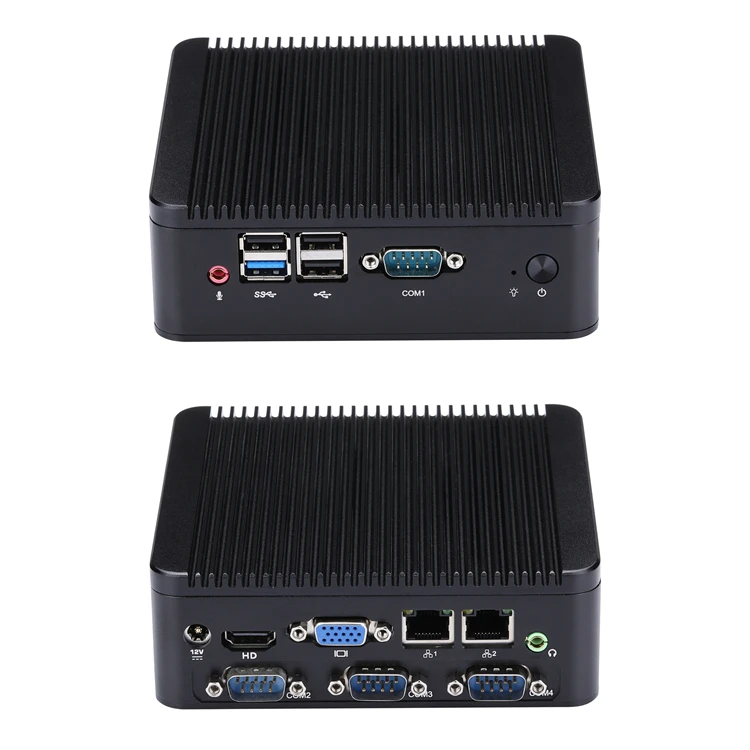 

Qotom Fanless Industrial Dual LAN 4 COM Mini PC N2930 Computer Desktop with 4 RS232 2 RJ45 Gigabit Ethernet