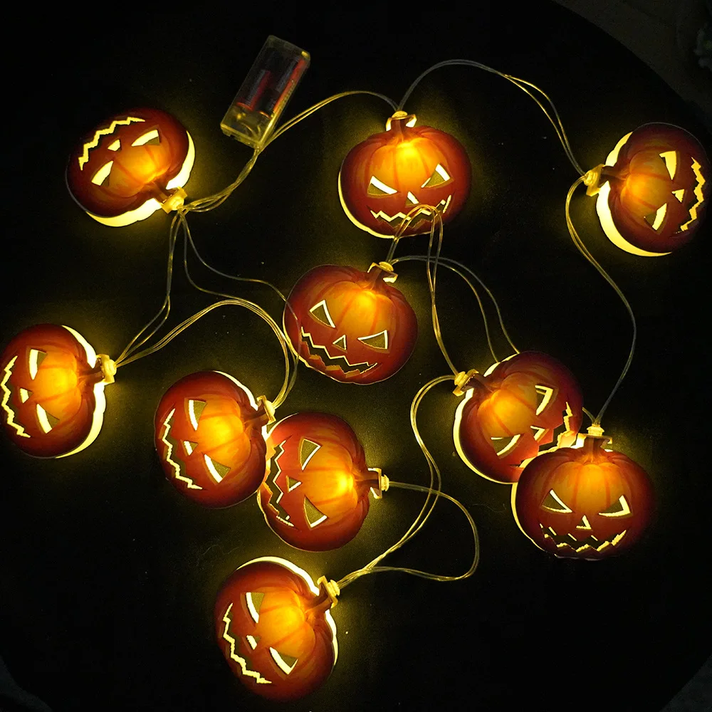 

Halloween Pumpkin String Light 2m 10 Led lights Battery Operated Scary Bat Ghost Spider Light for Indoor Outdoor Home Shop Decor