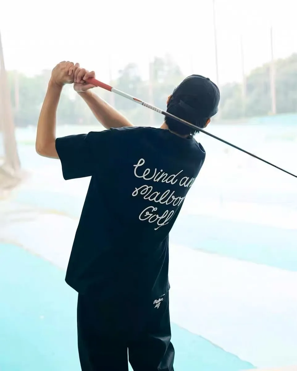 American Version of Golf SEA Lapel POLO Embroidered Monogram Loose Malbon Casual Short Sleeve T-shirt for Men and Women