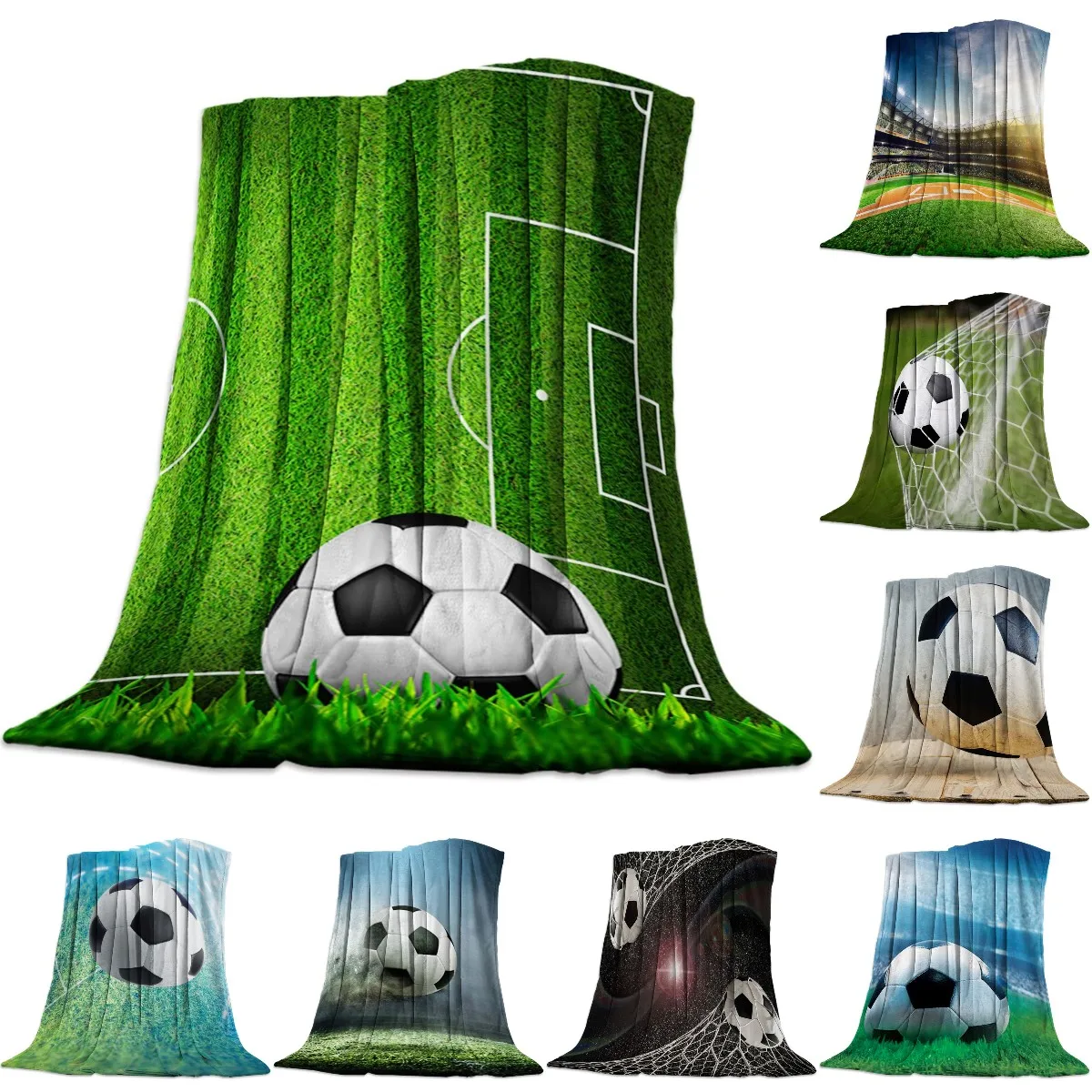 

Soccer Football Game Competition In Gymnasium Bedspread Blanket High Density Super Soft Flannel Blankets Sofa Bed Car Portable