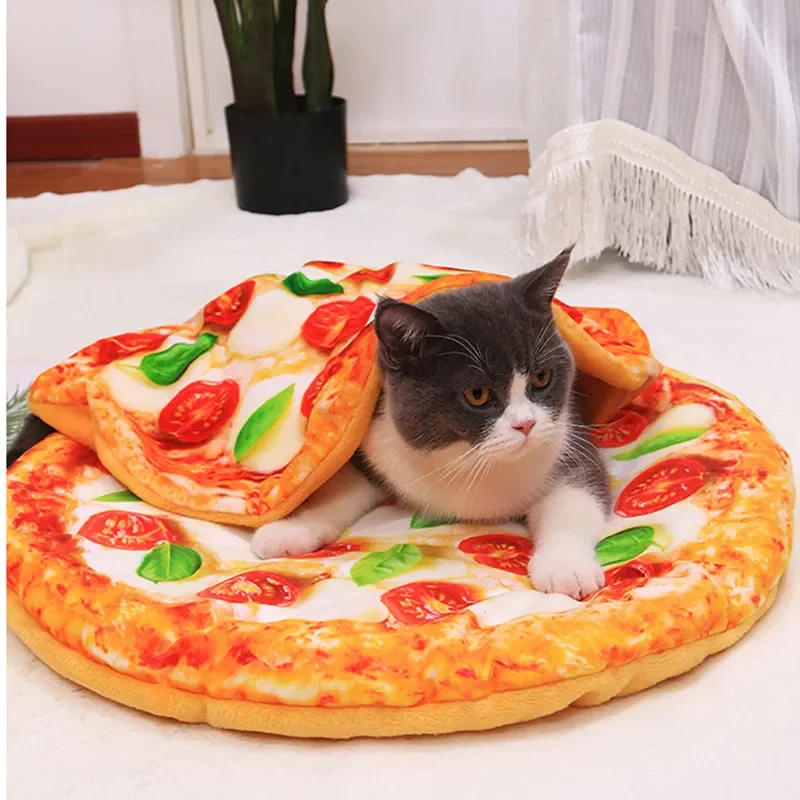 

Funny Pizza Cat Bed and Blanket,House For Cats Kittens And Small Dogs,Cat Dog Sleep Pad Bed House,Funny Food Design Pet Nest