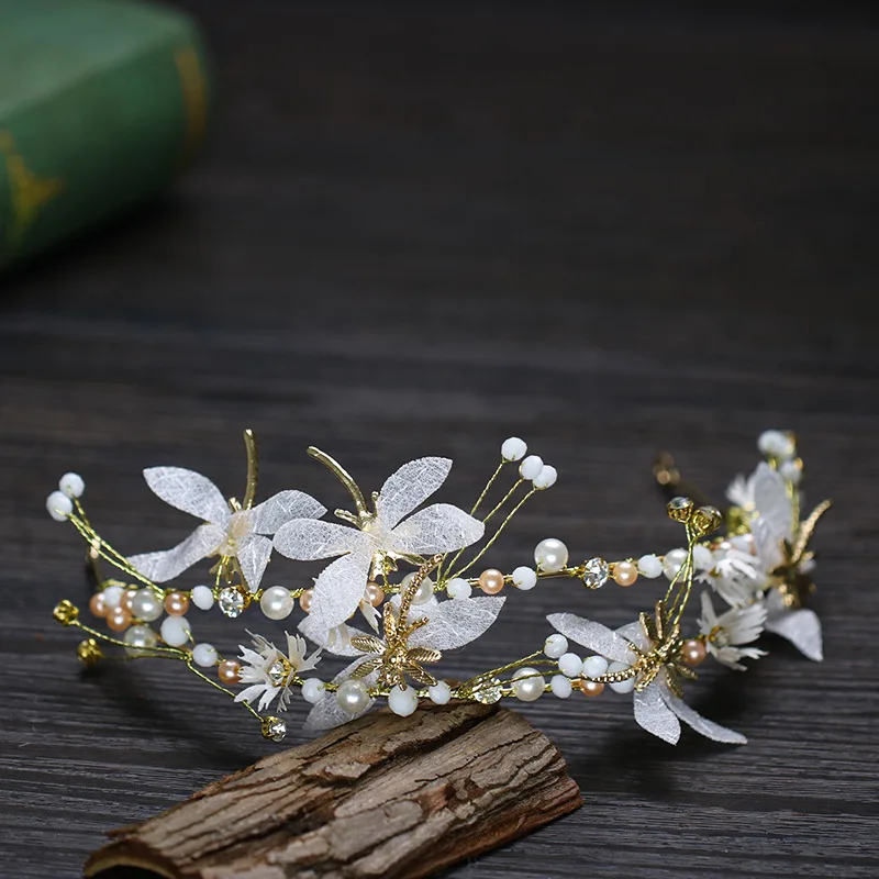 

Pearl crystal bridal hair accessories goddess headband