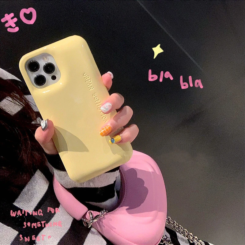 Korean pop Cute Soap Glossy Phone Case For iPhone 11 12 13 Pro Max 11 12 13 Pro Max 13 luxury Creative Letter cover Shockproof