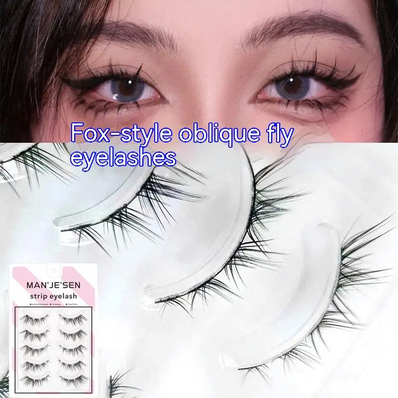 

5 Pairs Chemical Fiber Lashes Makeup Eyelashes Lashes Bunches Manga Lashes Hyaline Stalk Eyelash Extension Eyelashes
