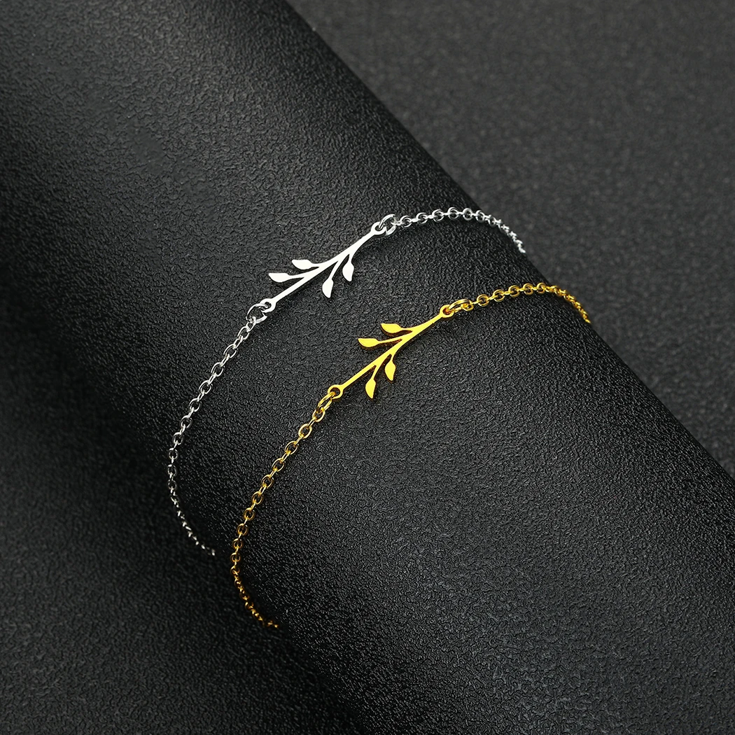 

Stainless Steel Flower Gold Plated Leaf Bracelets For Women