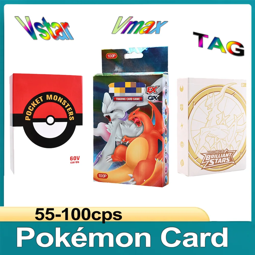 

55-100cps Pokémon Card Vstar Vmax TAG Game Battle Card Flash Card Pokemon English Entertainment Collection Board Kid Toy Hobbies