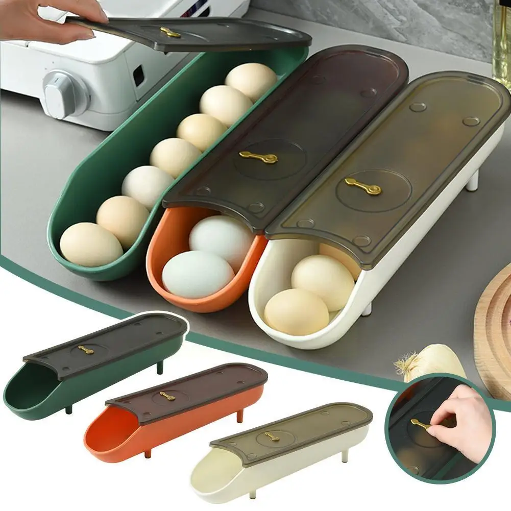 

Автоматическая вращающаяся коробка для хранения яиц, пластиковый контейнер для хранения, органайзер для кухонного холодильника, держатель для яиц, корзина, Картонный Лоток