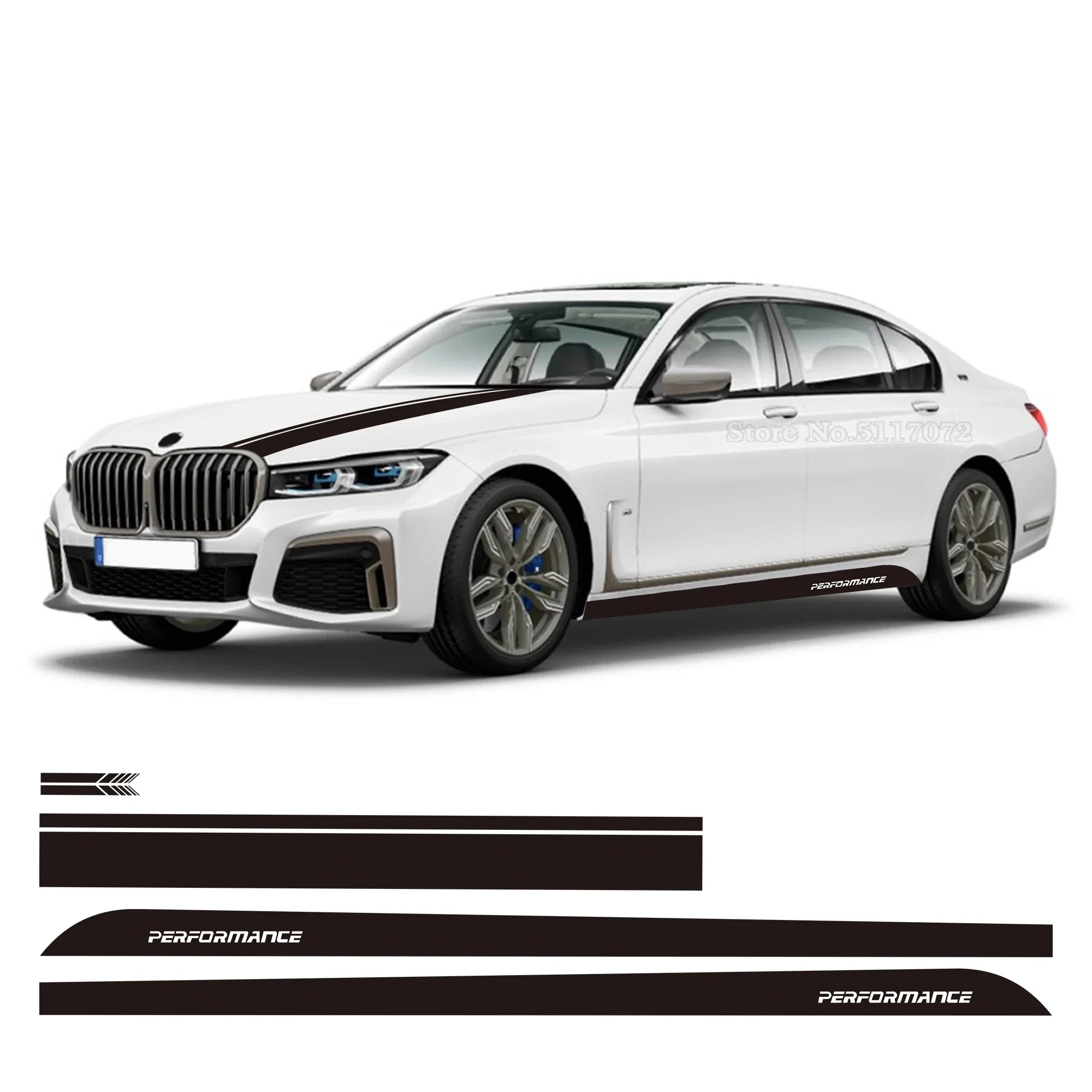 Фото Для BMW F01 F02 G11 G12 7 серии F03 F04 760 M Performance дверная боковая полоса юбка наклейка на капот автомобиля зеркало заднего вида наклейка на капот №3