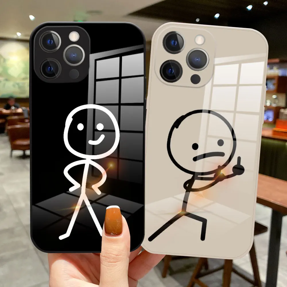 

Original Glass Silicone Cute Funny Couple Shockproof Phone Case for Apple iPhone 13 12 11 Pro Max X XR XS 8 7 Plus SE 2020 cover