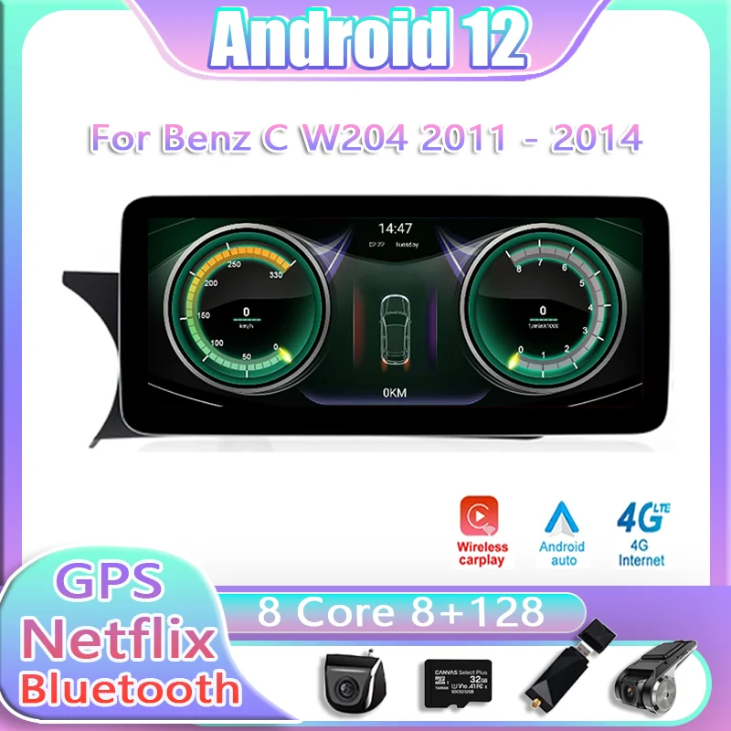 

Автомобильный радиоприемник 12,3 дюйма для Benz C W204 2011 - 2014 Android 12 IPS сенсорный экран автомобильный мультимедийный видеоплеер Автомобильный пле...