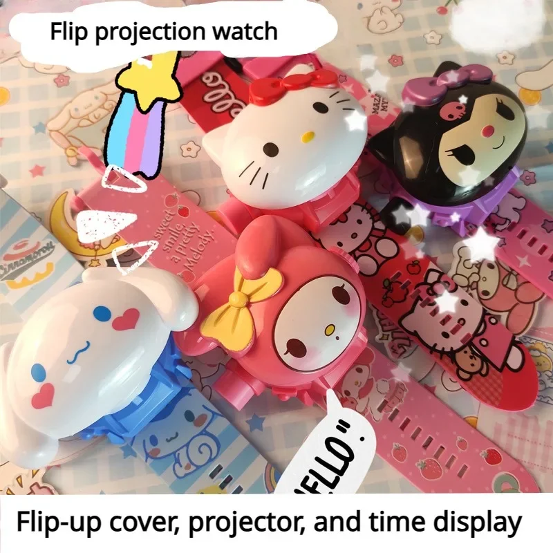 

Аниме Kawaii Sanrio Hellokitty Cinnamoroll Kuromi My Melody Pompompurin 24 проекционные часы игрушка мультяшный подарок для детей студентов