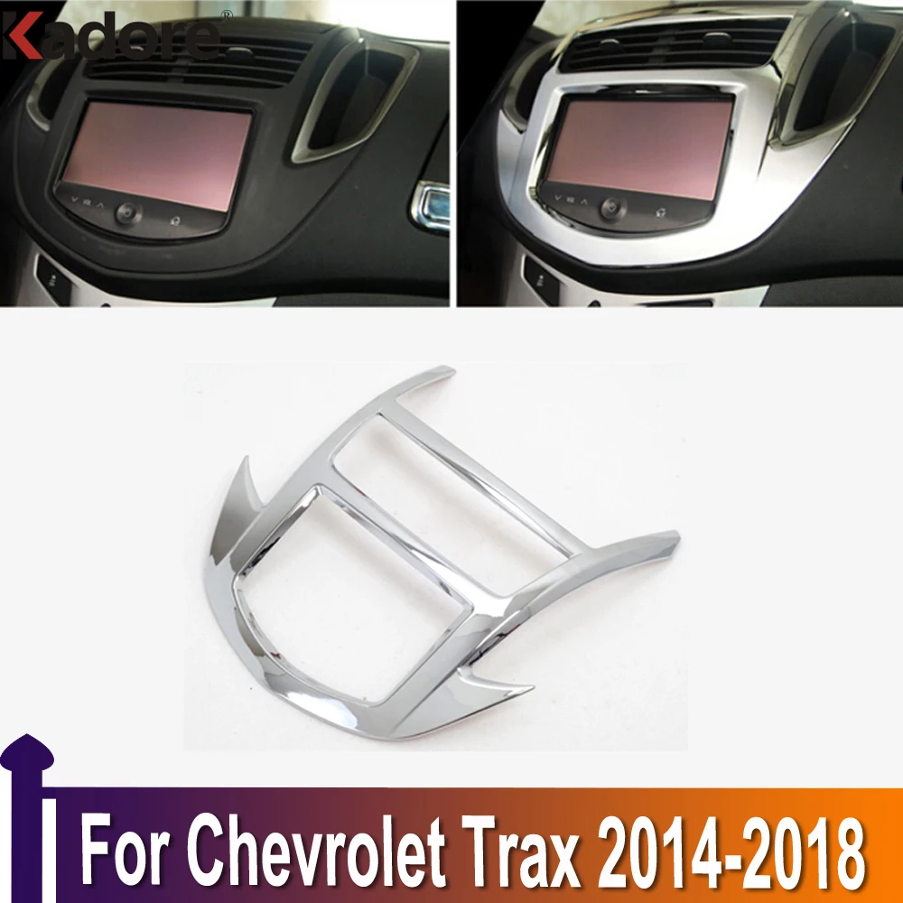 

Для Chevrolet Trax 2014-2017 2018 ABS хромированный центр Управление навигации декоративная рамка, обшивка, накладка ленты наклейки автомобильные аксесс...