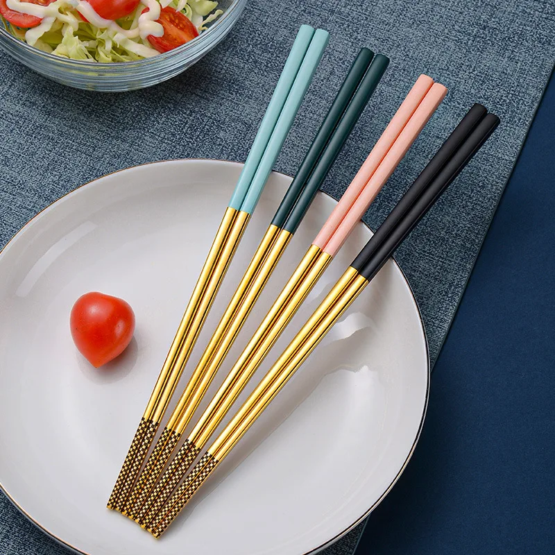 

Chopstick 304 Stainless Steel Lunch Tableware Travel Portable Chopsticks With Box Holder Dinnerware Kitchen Accessories1 Pair