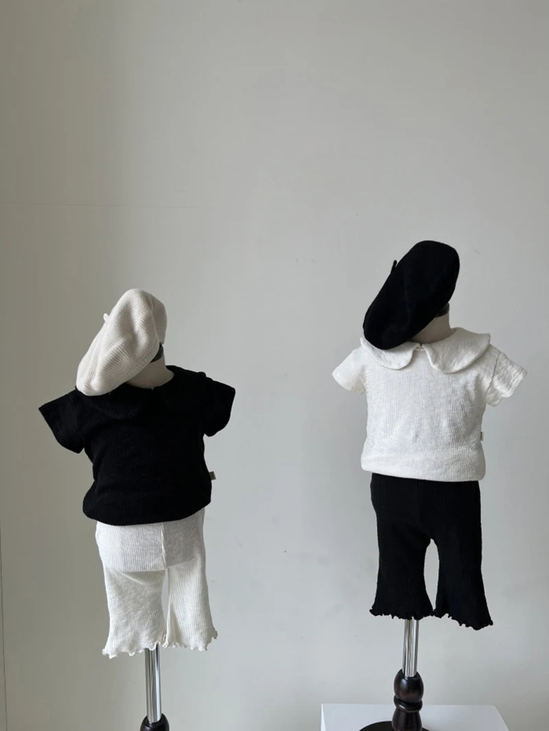 

MILANCEL 2022 Summer New Baby T-Shirt Doll Collar Short Sleeve Black And White Toddler Outwear One Piece