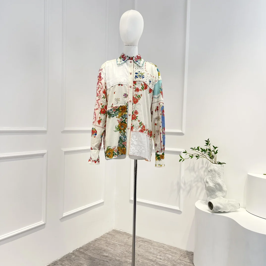 

Новинка 2023 г., всесезонный высококачественный Женский комплект из блузки и брюк и шорт с цветочным принтом