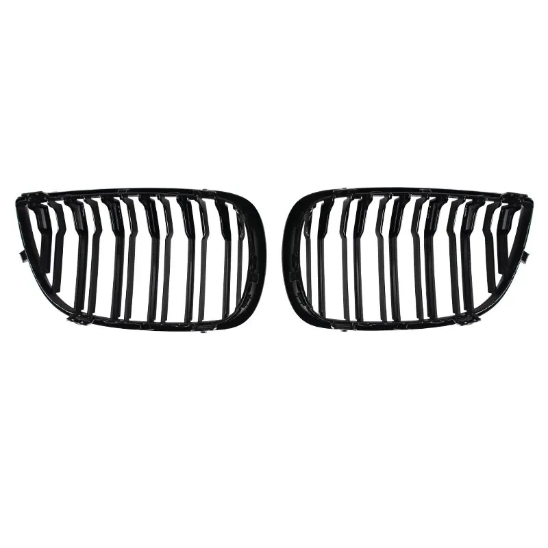 For BMW E81 E87 120d 120i 130i Car Grill Front Kidney Grille Racing Grills Gloss Black 04-06 Auto ABS Double Slat Grilles
