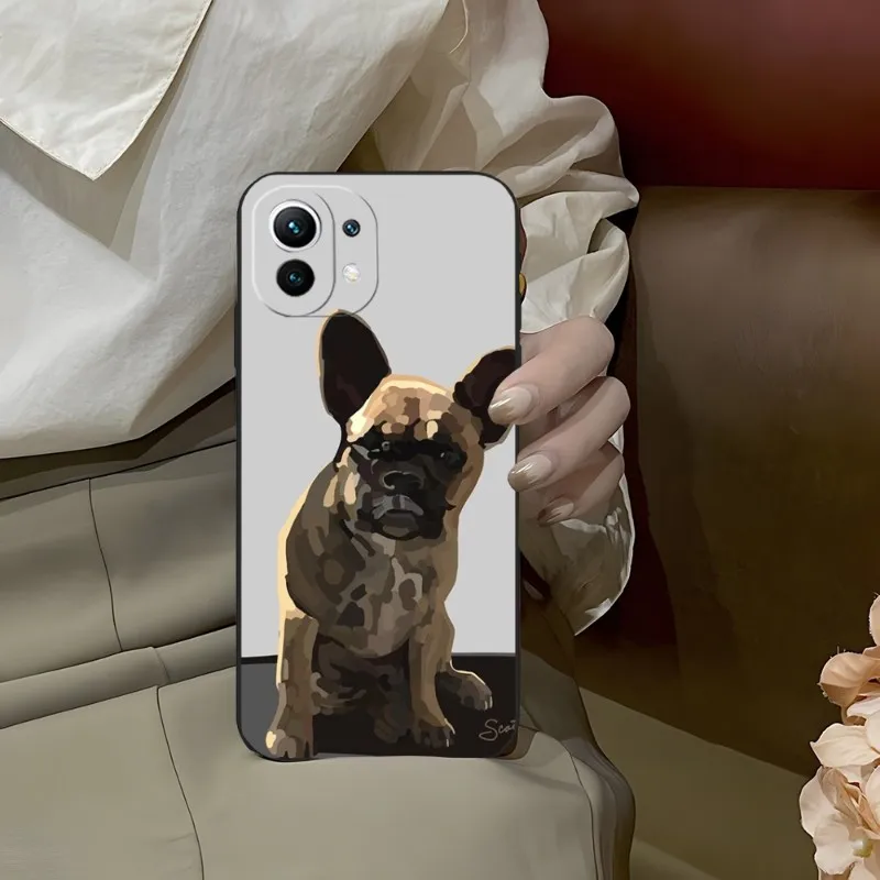 French Bull Dog Phone Case For Redmi K40 K40s K30 K20 Pro Plus K50 Extreme GO 8 8A 9 9A 9C 9T 10 10X Black Silicone Cover images - 6
