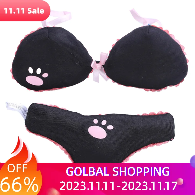

2pcs Indoor Outdoor Cat Durable Bite Resistant Traning Dog Squeaky Toy Home Gift Soft Plush Pet Supply Interactive Bikini Set