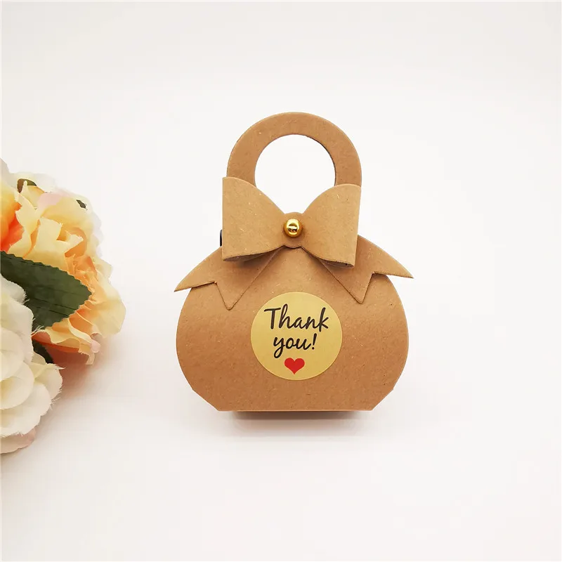 

Personalized kraft paper wedding candy box sticker wedding birthday candy packaging box retro simple hand box