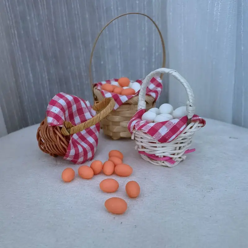 1 Набор миниатюрная корзина для кукольного домика в красную клетку рамка кухни