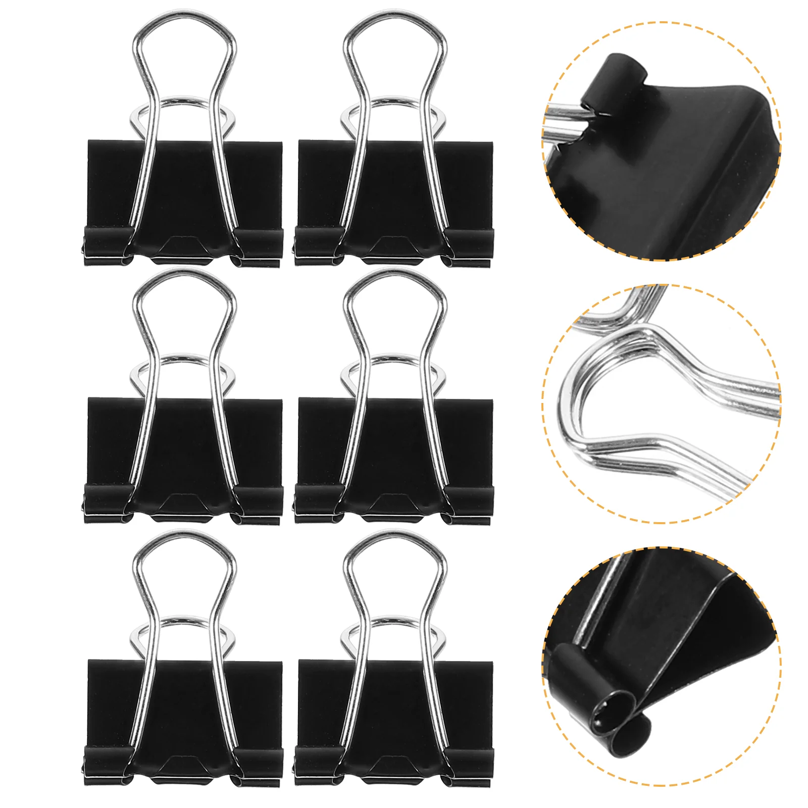 

100 Pcs Black Clips Large Binder Office Supplies Paper Clamps Stainless Steel Student Medium
