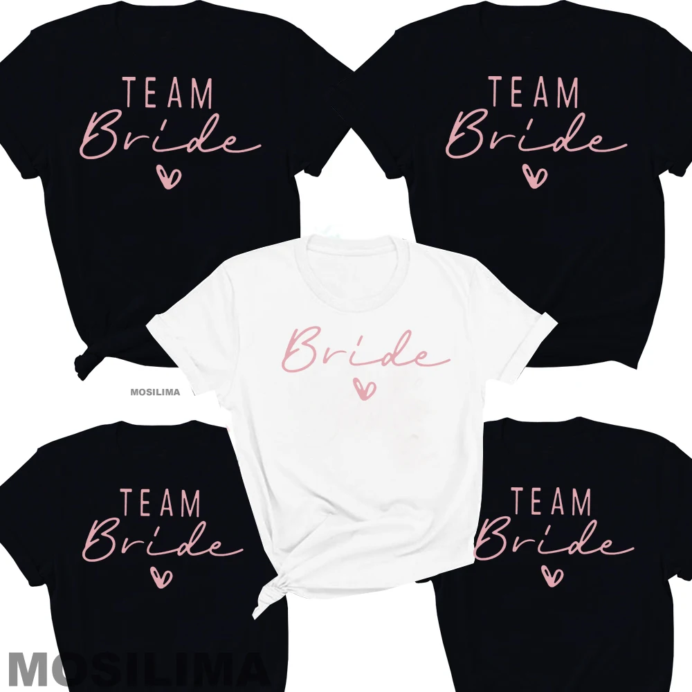 

Bride Team Shirts Women Aesthetic Bachelorette Party Wedding Tops Bridesmaid T-shirt Summer O-neck Tops TX315