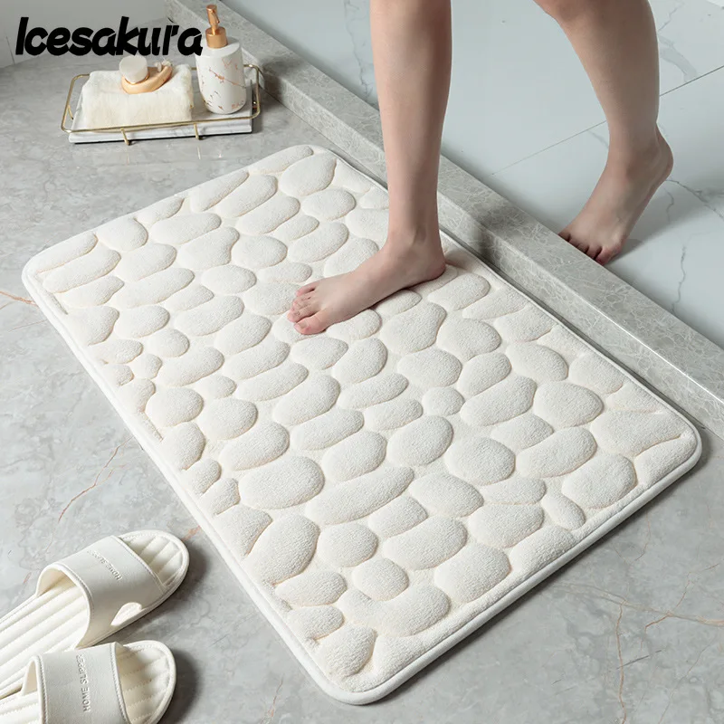 

Cobblestone Embossed Bathroom Bath Mat Non-slip Carpets In Wash Basin Bathtub Side Floor Rug Shower Room Doormat Memory Foam Pad