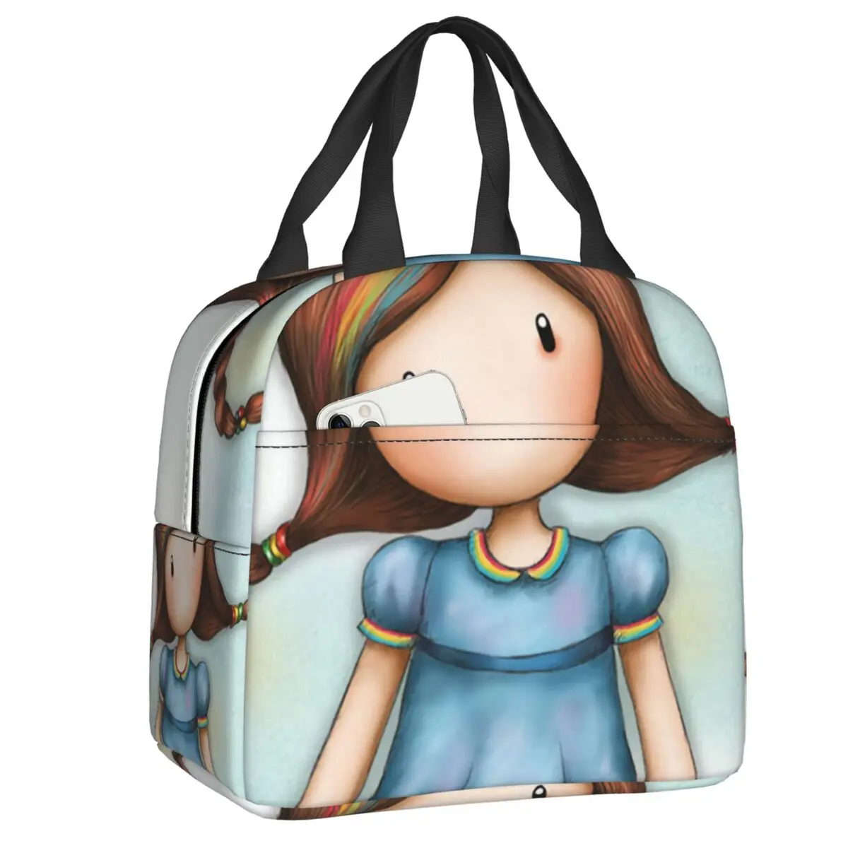 

Изолированная сумка для обеда Gorjuss для женщин, водонепроницаемый термоохлаждающий Ланч-бокс в стиле аниме Санторо для детей и школьников