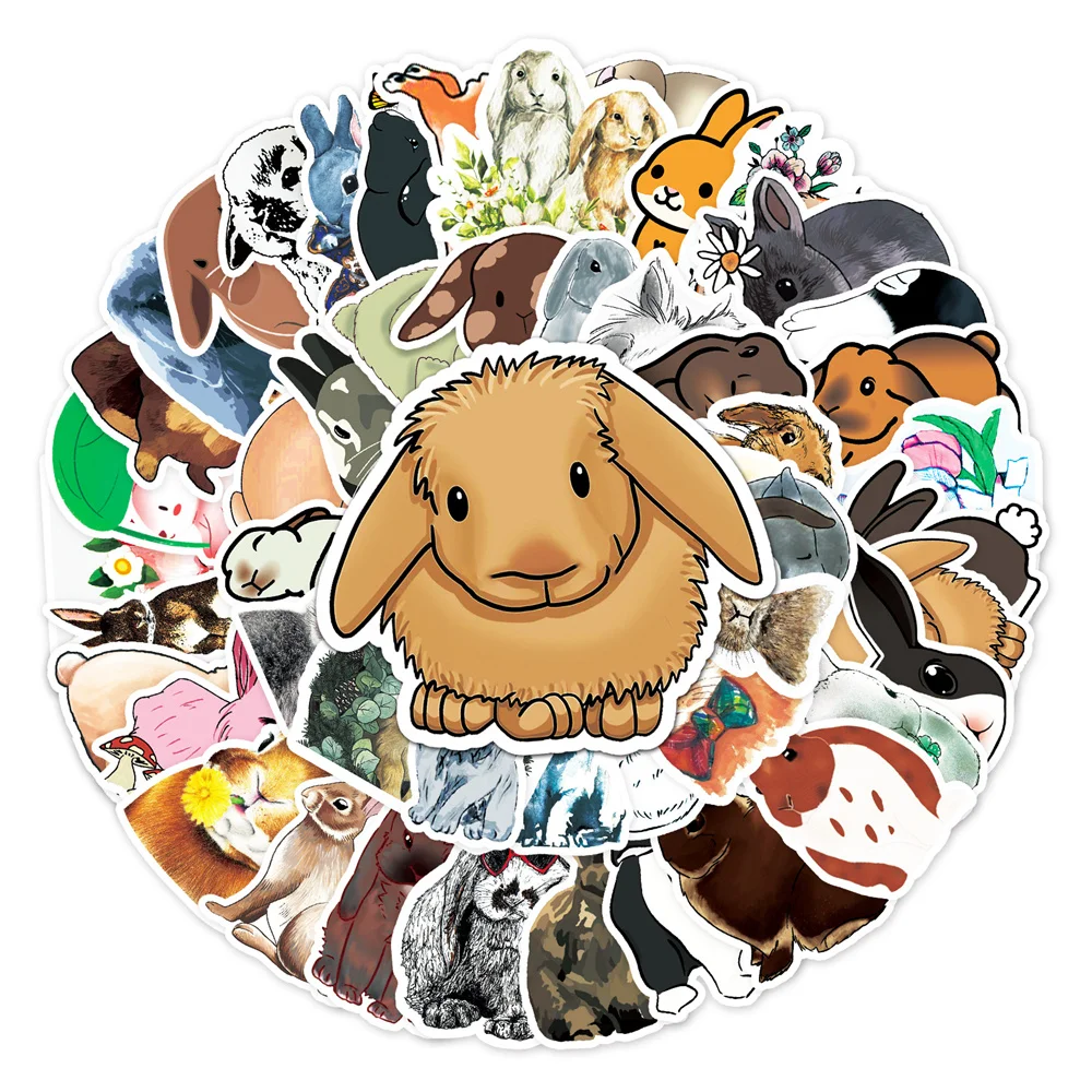 

10/30/50PCS Cute Rabbit Cartoon Personality Creative Sticker Desk Refrigerator Computer Skateboard Waterproof Sticker Wholesale