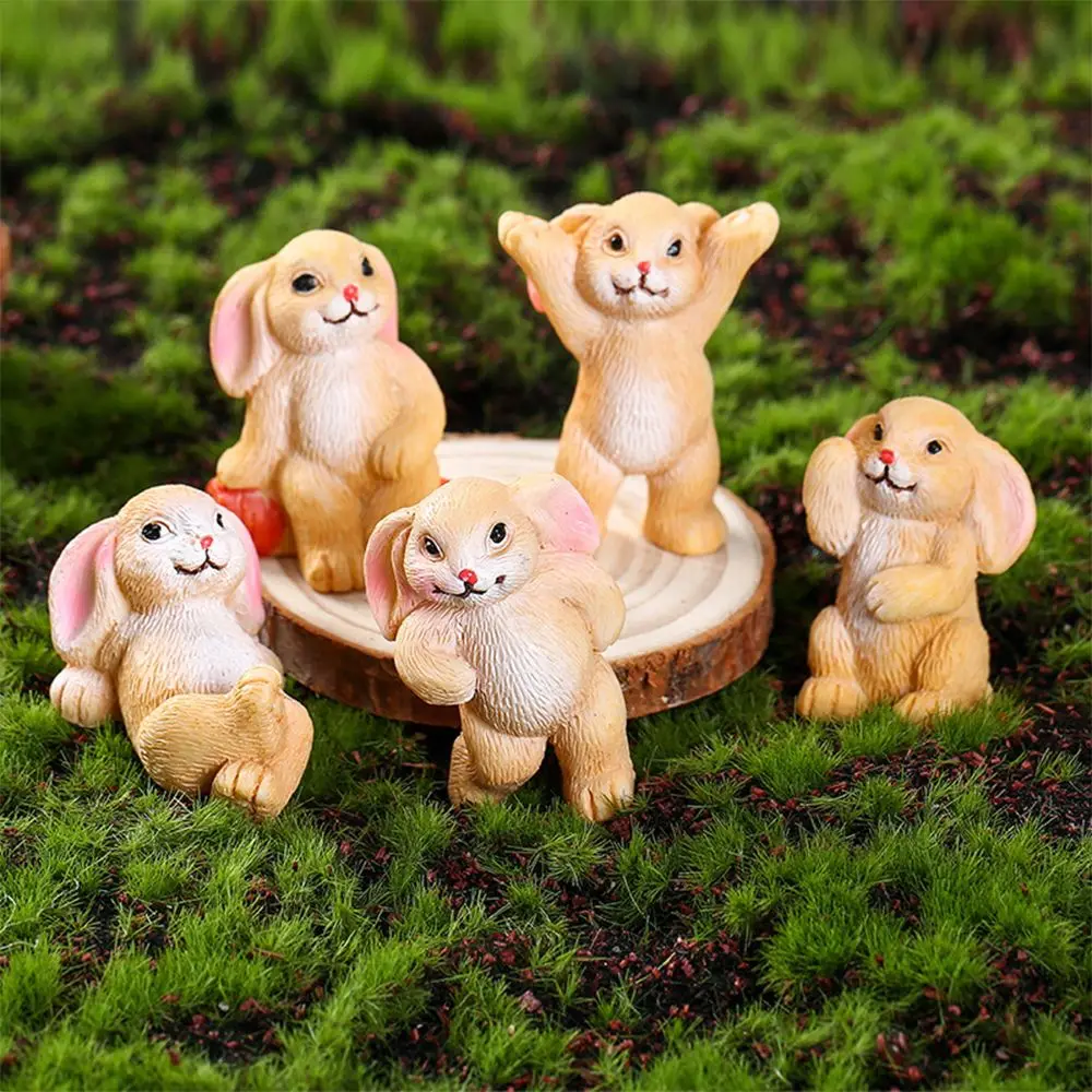 

Home Garden Decor Cute Desktop Ornament Micro Landscaping Bunny Easter Rabbit Figurine