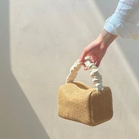 summer straw weaving women bag 2022 new trend girl retro portable pleated portable square all match diagonal daily exquisite bag