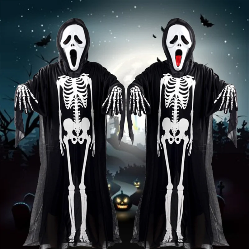 

Halloween Adult Horror Scream Death Ghost Cosplay Costume Skeleton Gloves Zombie Costume Suit Masquerade Party Clothing