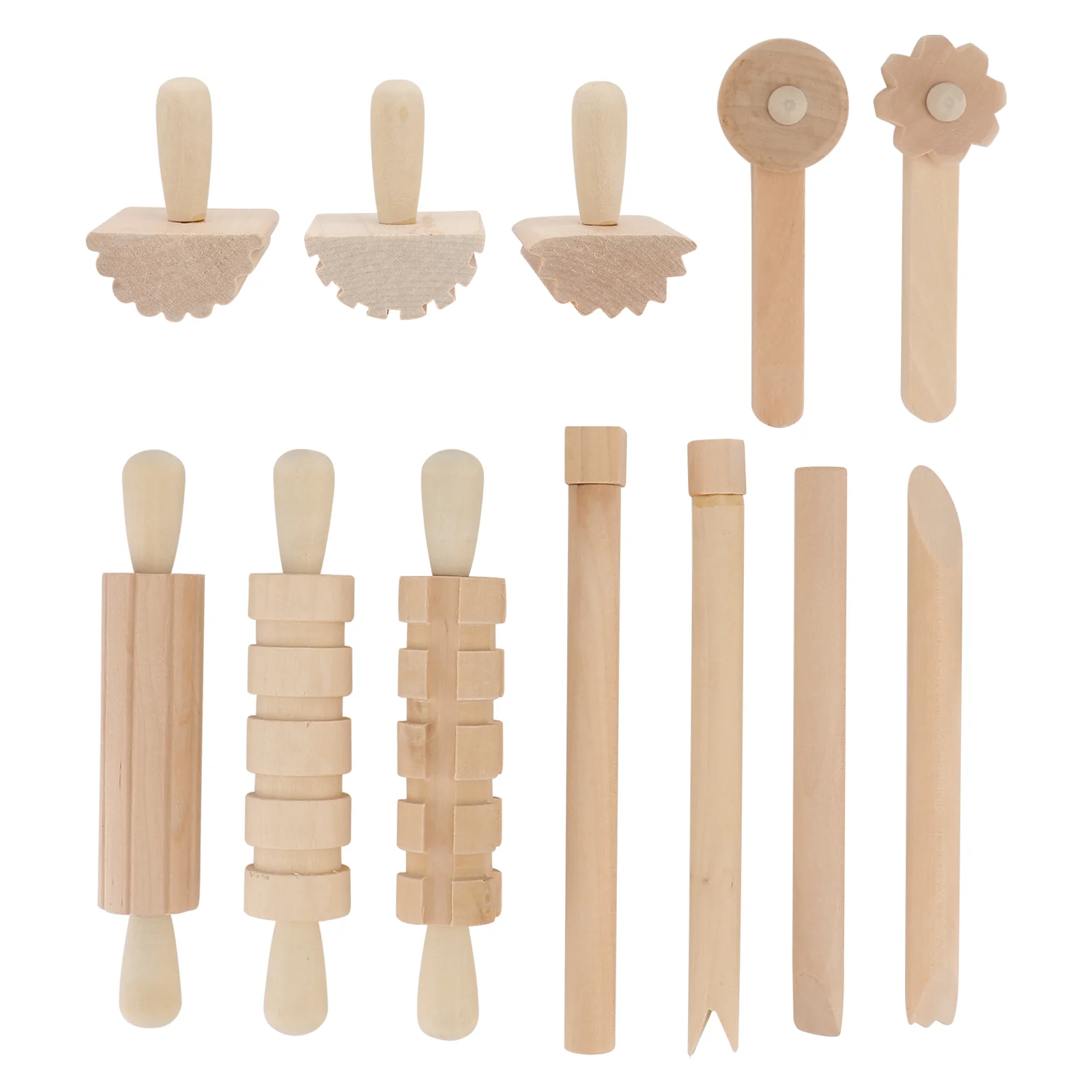 

Clay Tools Dough Tool Pottery Wood Pin Wooden Set Kids Modeling Rolling Diy Sculpting Roller Molding Carving Kit Shaping Polymer